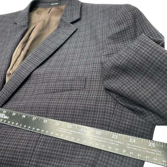 PRONTO UOMO Men's 48R Wool Blazer Suit‎ Jacket Blue Check Plaid Platinum Modern - Picture 6 of 9